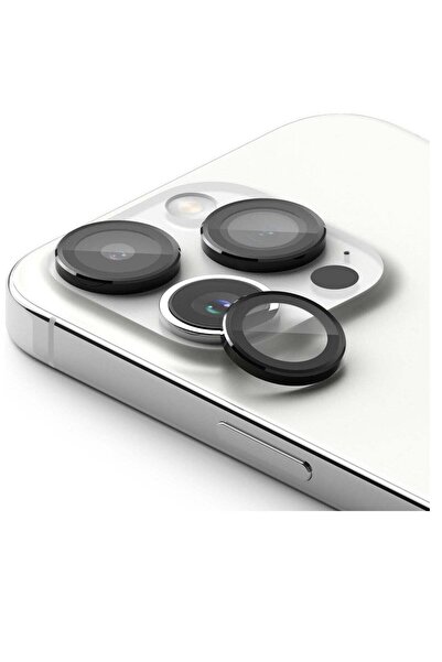 ELTRAZONE Camera Lens Frame Glass Compatible with iPhone 15 Pro Max - Black