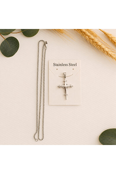 GlaMLo Accessories Верижка от неръждаема стомана с висулка кръст 55 см