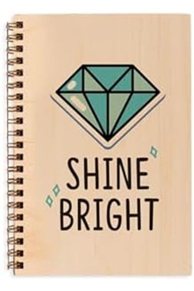 Yıldızan Nht Shop Shine Bright Designed Wooden Cover Notebook – 12X18 Cm, 48 ...