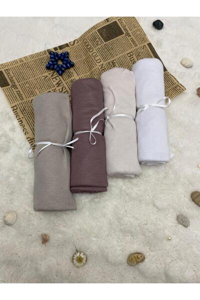 ALTIN DİKİŞ Combed Cotton Shawl Set of 4 Soft Textured Jersey Combed Cotton S...