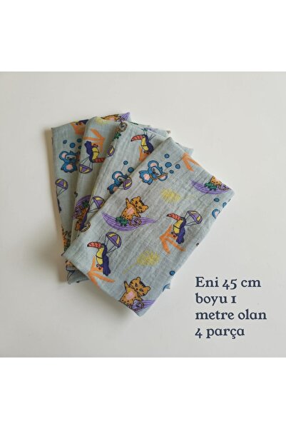 PJAUTHENIC Desenli Müslin kumaş en 45 cm boy 1 metre, 4 parça