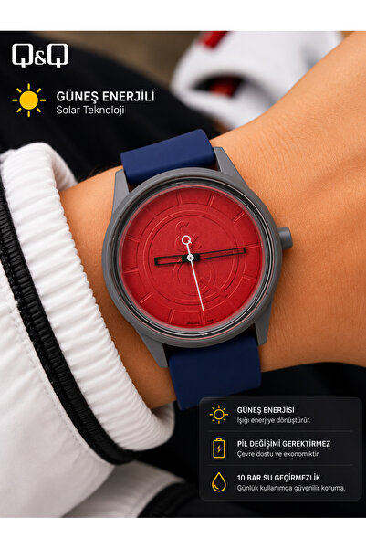 Q&Q Sea, Pool Waterproof Solar Powered 42mm Large Case Unisex Wristwatch Sili...
