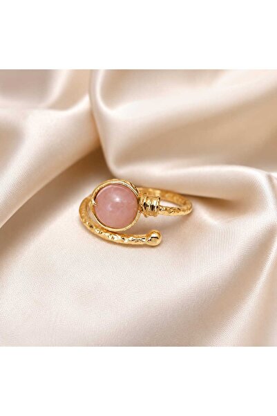 Ivory Pearl Pink Color Natural Stone Shape Adjustable Horse Color Ring