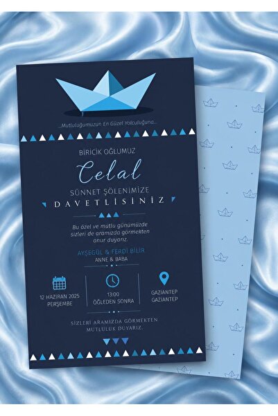 POWERCOLOR Baskılı 100 Adet Sünnet Davetiyesi Zarflı
