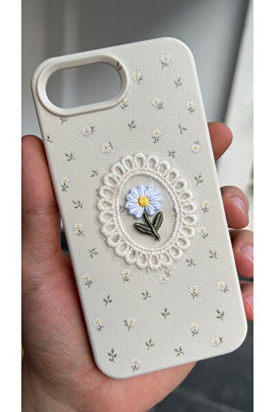 EDELFU iPhone 16e ve 17e uyumlu - Papatya Dantelli Krem Yumuşak Silikon Telef...
