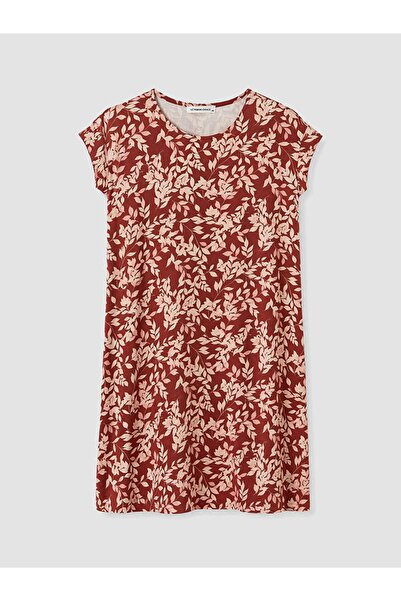 LC Waikiki Lcw Grace Red Crew Neck Floral Dress