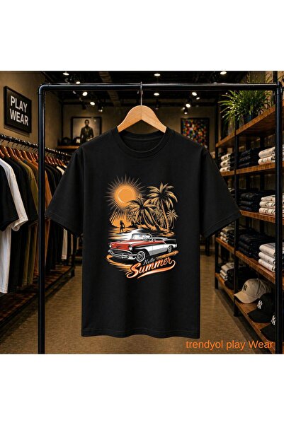 playwear Hello Summer Vehicle Printed 100% Cotton Oversize Loose Regular Fit ...