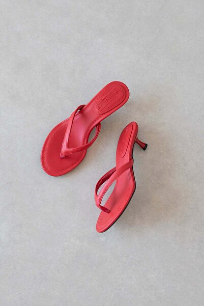 STRASWANS Landa Women's Heeled Leather Sandals Red