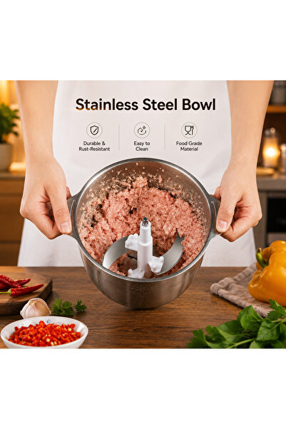 OASIS MART Electric Meat Chopper & Food Processor 2L – Stainless Steel Bowl,2-Speed Food Chopper for Meat, Vegetables, Fruits