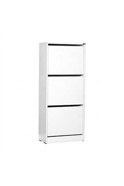 Adore Pantofar Compact Plus, 12 Perechi, 3 Compartimente, Alb - Stejar - Mov, 51x119x26 cm