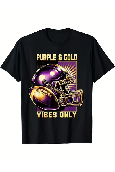 212Wear Men's Vintage Team T-Shirt Retro Helmet & Football Graphic Tee in Pur...