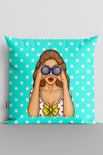 TicaretJet غطاء وسادة مطبوع رقميًا على الوجهين للنساء من Popart - 123