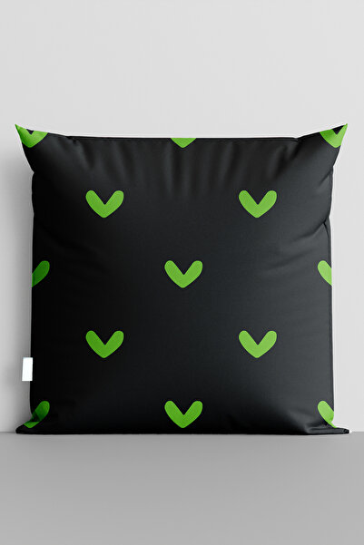 TicaretJet غطاء وسادة مطبوع رقميًا على الوجهين من Green Hearts - 7165