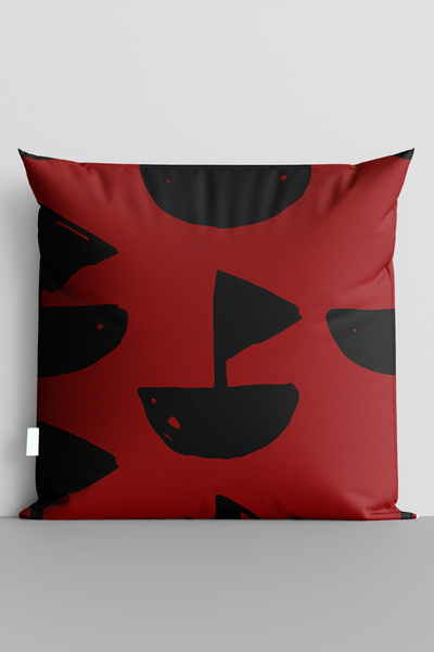 TicaretJet Black Boat Double Sided Digital Printed Pillow Cover - 6086
