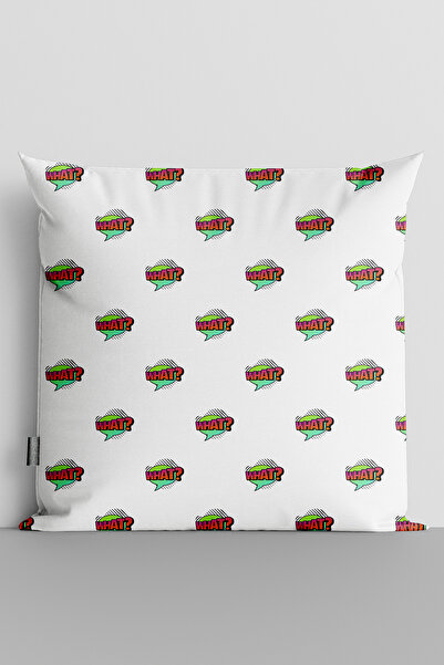 TicaretJet Popart What Written Double Sided Digital Printed Pillow Throw Pill...