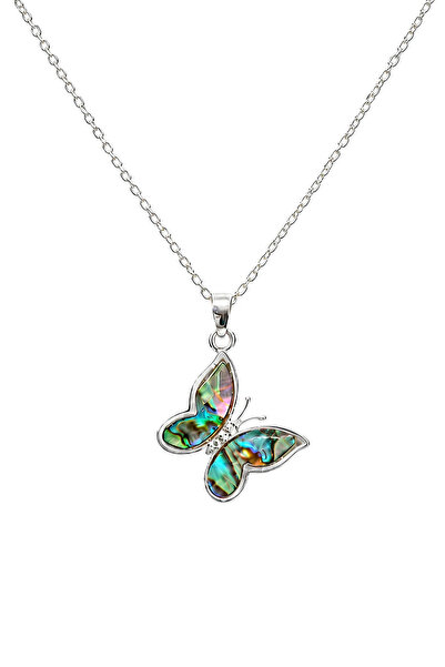 OSMANLI GÜMÜŞ Women's Steel Necklace Butterfly Cut Steel Ocean Women's Necklace