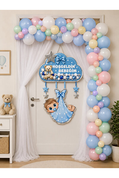 HAPPYLOOPPARTY Pink White Blue Macaron Color Hospital Room Door Decoration Se...