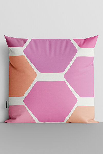TicaretJet Colorful Shapes Double Sided Digital Printed Pillow Throw Pillow C...