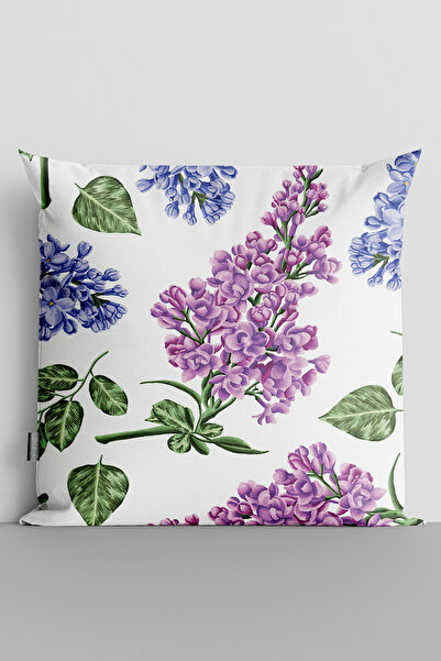 TicaretJet Purple and Blue Flowers Green Leaves Double Sided Digital Printed ...