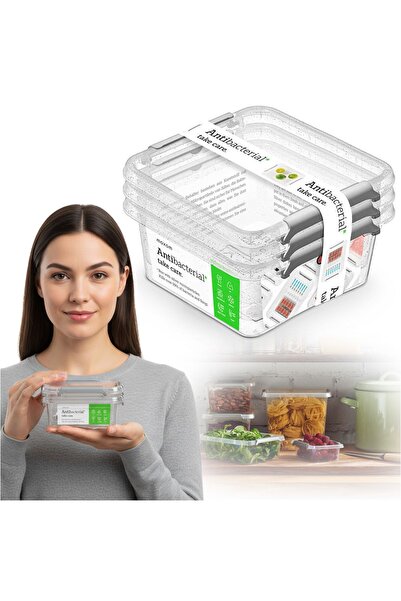 EDANTI Set de recipiente din plastic cu capac pentru depozitarea alimentelor ...