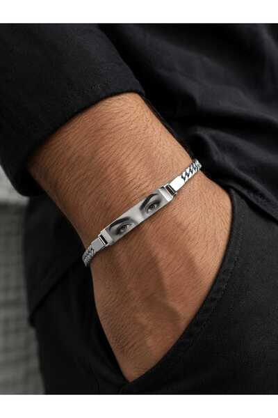 Satürn Silver Kuyumculuk Kişiye Özel Göz Baskılı Çelik Bileklik