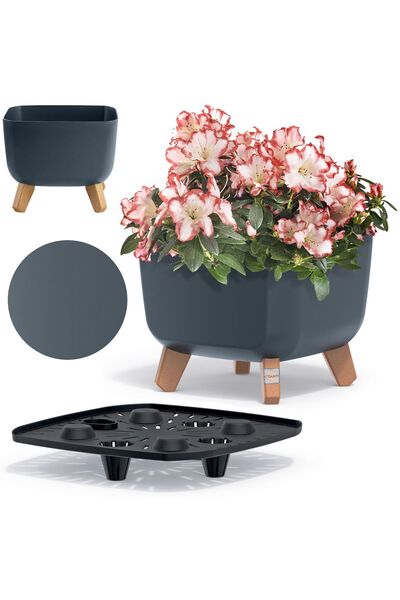 EDANTI Jardinieră decorativă de grădină 24 cm pe picioare decorative Antracit