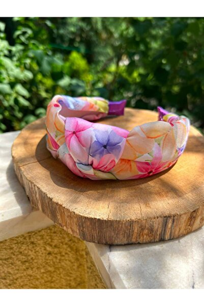 ByMerve Satin Pink Floral Summer Knotted Women's Hair Crown