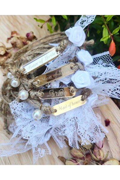 Handmade Βραχιόλια με λουλούδια, Χρυσός Καθρέφτης, Αδελφή της Νύφης, Παρανύμφ...