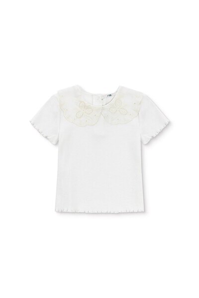 MOTHERCARE Kız Bebek Bluz Dantel Yaka Kısa Kol