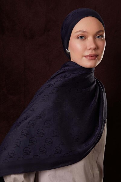 Levidor Dark Navy Blue Lvd Printed Naia Jacquard Shawl