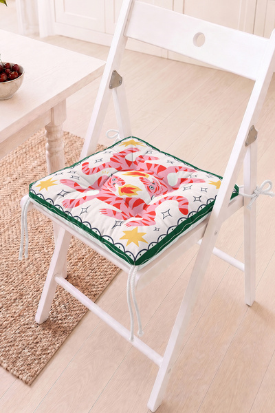 Home Pembe Kaplan Figürlü Pofidik Sandalye Minderi - Renkli ve Eğlenceli Deko...