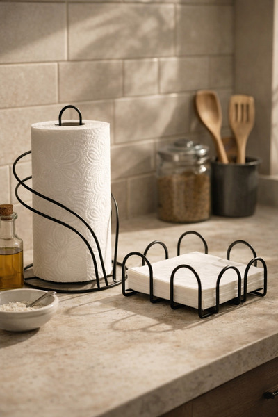 Edora Home Σετ 2 τεμαχίων Μαύρη τετράγωνη θήκη χαρτοπετσέτας, Σετ κουζίνας με...