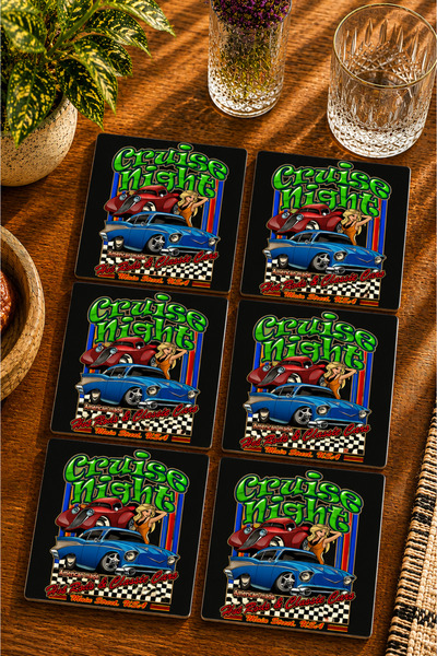 JHAAR Car Modern 6-Piece Set Coasters - Uv Printing Mdf - 10X10 cm