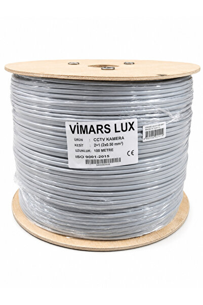 vimars LUX 500 Metre Makara 2+1 2x0.50mm CCTV Güvenlik Kamera Kablosu