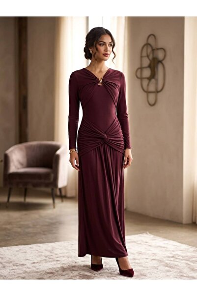 Pyramid masterpieces Burgundy Evening Dress for Women's Evening Outfits