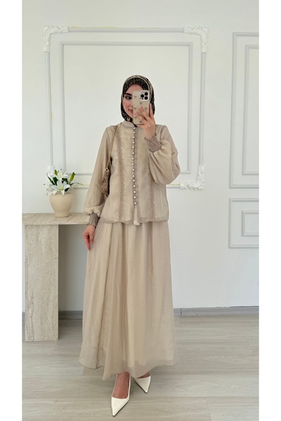 salisburys Molly Nelly Women's Button and Lace Voile Stylish Skirt Suit