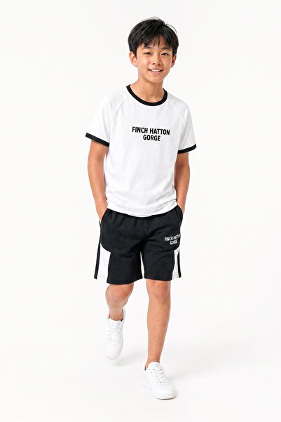 Perendi Boy's Raglan Sleeve Printed Shorts Set