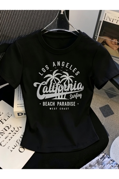 BASEPULSE Summer Los Angeles California Paradise Surfing Women'S Short Sleeve...