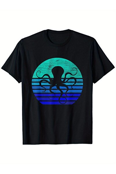 212Wear New Loose-Fit Vintage Octopus Silhouette T-Shirt Men, Featuring Short...