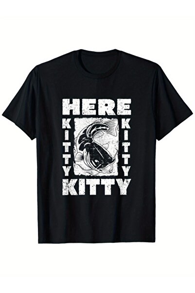 BASEPULSE Funny "Here Kitty Kitty" Catfish Pun Graphic T-Shirt for Men and - ...