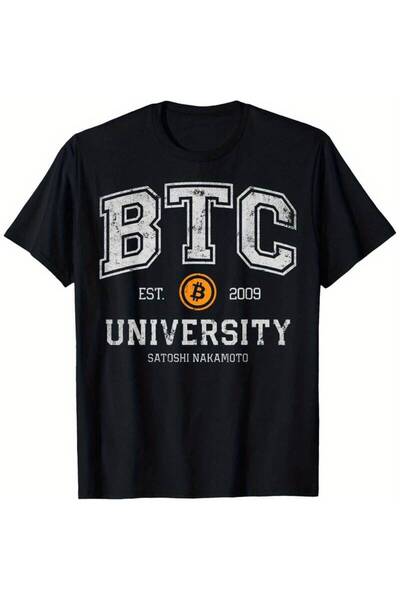 212Wear تي شيرت Bitcoin BTC University College Crypto Currency Blockchain، مر...