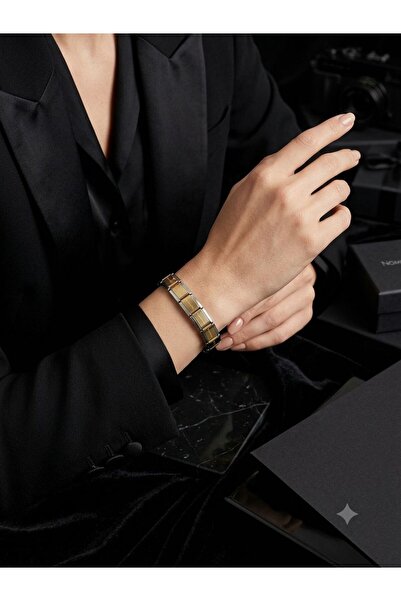LuneraDesign Italian Charmlı Gold Silver Unisex Stainless Steel Bracelet Mode...