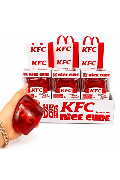 Needoh Jucărie antistres Nice Cube KFC – Cub moale și elastic, roșu, pentru r...