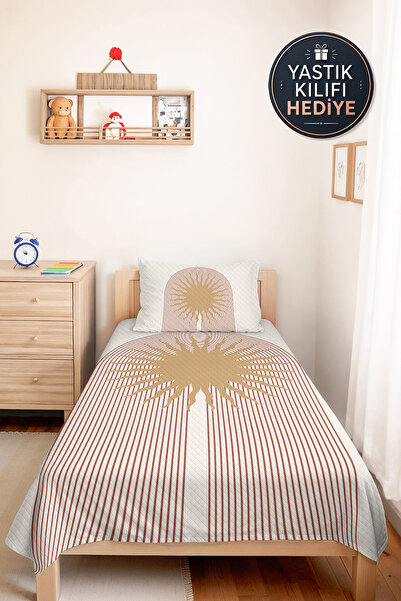 Evimde Bambaşka Güneş Bohem Beige Young Room Single Pique Set - Minimal 160X2...