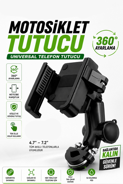 TECHNOMEN AirTag Uyumlu Kilitli Motosiklet Telefon Tutucu 360° Döner Gidon Te...
