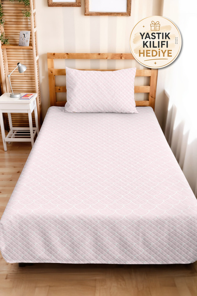 Evimde Bambaşka Pink Seashell Girl's Pique Set-Pastel Geometric White Baby Ro...