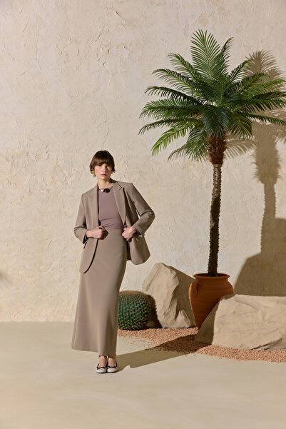 Aker Beige Classic Pencil Skirt