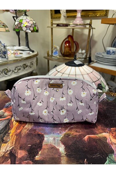 Elisss Design Women's Floral Patterned Makeup Bag Purple Fluffy Bag Organizer...