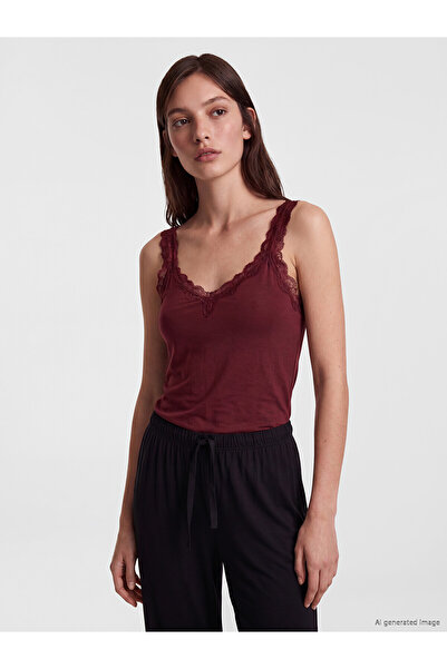 LC Waikiki Özmarka New Season V-Neck Lace Detailed Women's Tank Top