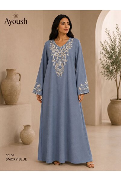 AYOUSH Women's Long Embroidered Robe Luxurious Oriental Design Long Sleeves L...